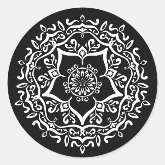 Raven Mandala Ronde Sticker (Voorkant)