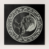 Raven Medallion Carving Art Bird Natuur Legpuzzel (Horizontaal)