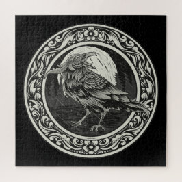Raven Medallion Carving Art Bird Natuur Legpuzzel