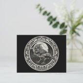 Raven Medallion Carving Art Bird Natuur Mok Briefkaart (Staand voorkant)