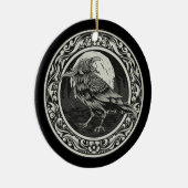 Raven Medallion Carving Art Bird Natuur Nevermore Keramisch Ornament (Rechts)