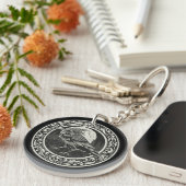 Raven Medallion Carving Art Bird Natuur Nevermore Sleutelhanger (Voorkant Rechts)