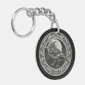 Raven Medallion Carving Art Bird Natuur Nevermore Sleutelhanger (Voorkant Links)