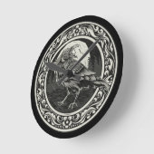 Raven Medallion Carving Art Bird Natuur Ronde Klok (Hoek)