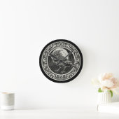 Raven Medallion Carving Art Bird Natuur Ronde Klok (Huis)