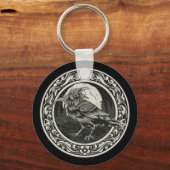 Raven Medallion Carving Art Bird Natuur Sleutelhanger (Voorkant)