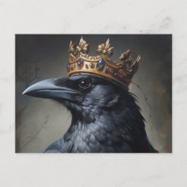 Raven met een kroon briefkaart