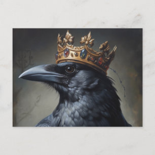 Raven met een kroon briefkaart