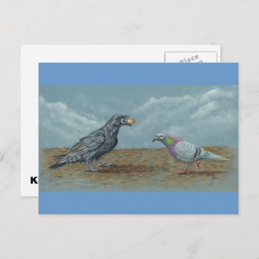 Raven met eicel van duivenBriefkaart Briefkaart (Voorkant / Achterkant)