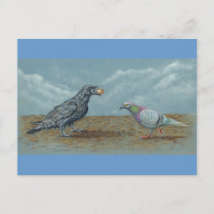 Raven met eicel van duivenBriefkaart Briefkaart