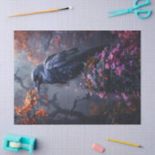 Raven met kleurrijke herfstbladeren Decoupage Tissuepapier (Craft)