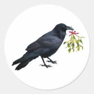 Raven met Mistletoe Stickers
