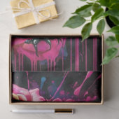Raven met Neon Pink Roses Pop Art Decoupage Tissuepapier (Geschenk)
