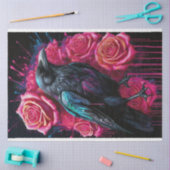 Raven met Neon Pink Roses Pop Art Decoupage Tissuepapier (Craft)