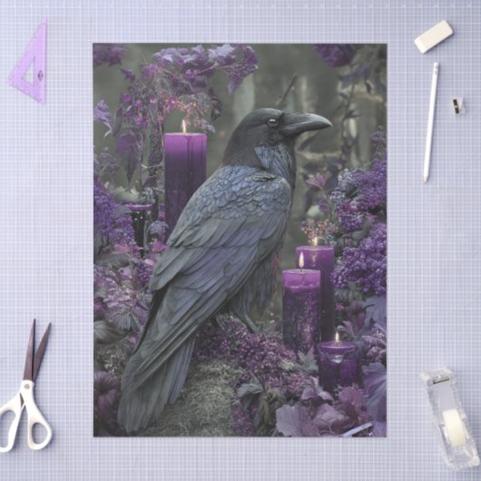 Raven met Paarse kaarsen in betoverd bos Tissuepapier (Craft)