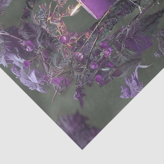 Raven met Paarse kaarsen in betoverd bos Tissuepapier (Detail)