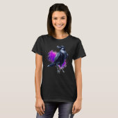 Raven met Paarse Waterverf Splash-achtergrond T-shirt (Voorkant volledig)