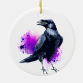 Raven met Paarse Waterverf spuit Keramisch Ornament (Achterkant)
