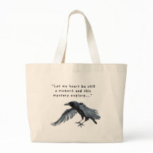 Raven met Poe quote Canvas tas