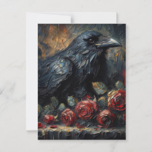 Raven met rode rozen Gotische kunst Briefkaart