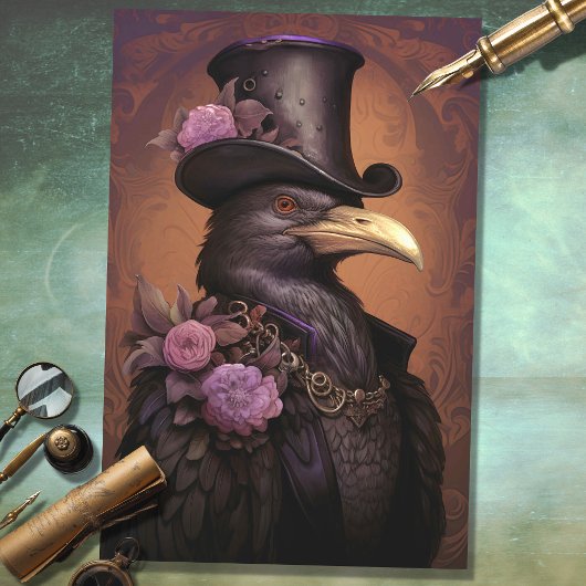 Raven met Top Hat 4 Decoupage Papier