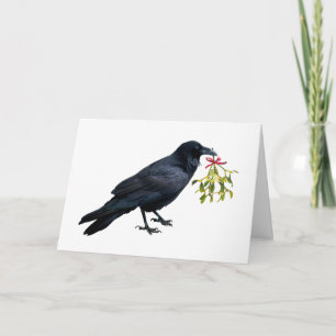 Raven Mistletoe Holiday Card Kaart
