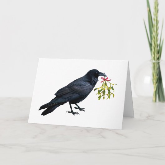 Raven Mistletoe Holiday Card Kaart (Voorkant)