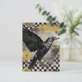 Raven Mixed Media Collage Briefkaart (Staand voorkant)