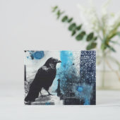 Raven Mixed Media Collage Briefkaart (Staand voorkant)