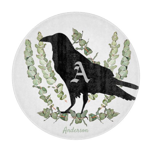 Raven Monogram Spirit Animal Eucalyptus Snijplank (Voorkant)