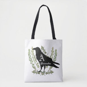Raven Monogram Spirit Animal Totem Tote Bag