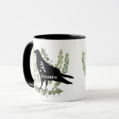 Raven Monogram Unisex Spirit Animal Eucalyptus Mok (Voorkant links)
