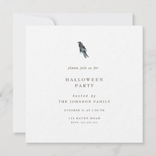 Raven Moon Forest Halloween Feestuitnodiging Kaart (Voorkant)