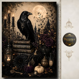 Raven Moon Gotische Halloween Heksen Grimoire Kuns Tissuepapier