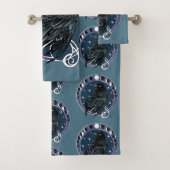 Raven Moon Phases sterren blauw Bad Handdoek (Insitu)