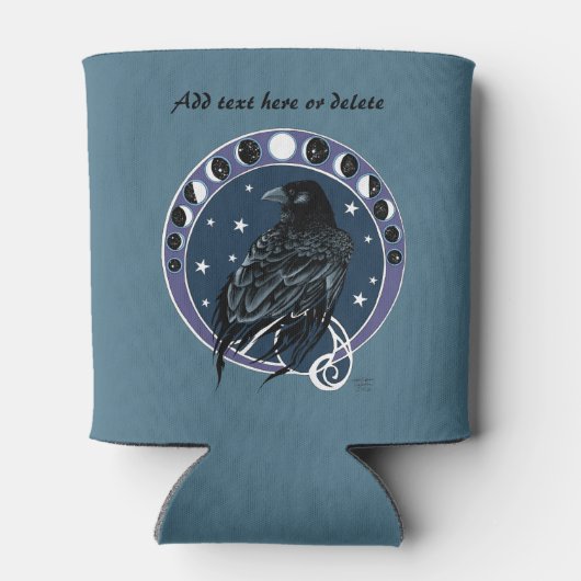Raven Moon Phases sterren blauw Blikjeskoeler (Achterkant)