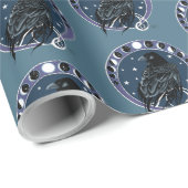 Raven Moon Phases sterren blauw Cadeaupapier (Rol Hoek)