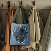 Raven Moon Phases sterren blauw Crossbody Tas