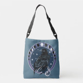 Raven Moon Phases sterren blauw Crossbody Tas (Achterkant)