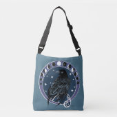Raven Moon Phases sterren blauw Crossbody Tas (Voorkant)