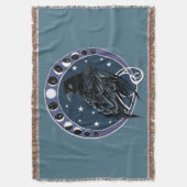 Raven Moon Phases sterren blauw Deken (Voorkant Verticaal)