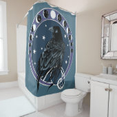 Raven Moon Phases sterren blauw Douchegordijn (In situ)