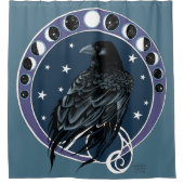 Raven Moon Phases sterren blauw Douchegordijn (Voorkant)