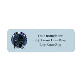 Raven Moon Phases sterren blauw Etiket (Voorkant)