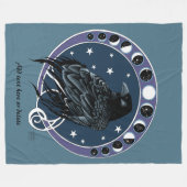 Raven Moon Phases sterren blauw Fleece Deken (Voorkant (Horizontaal))