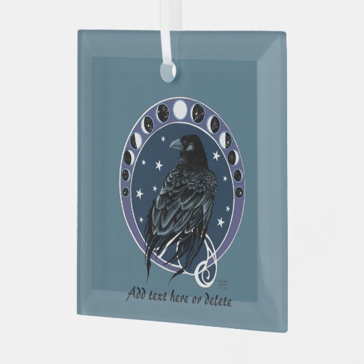 Raven Moon Phases sterren blauw Glas Ornament (Voorkant links)