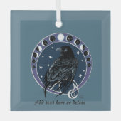 Raven Moon Phases sterren blauw Glas Ornament (Voorkant)