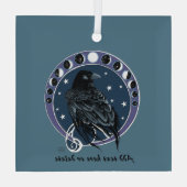 Raven Moon Phases sterren blauw Glas Ornament (Achterkant)