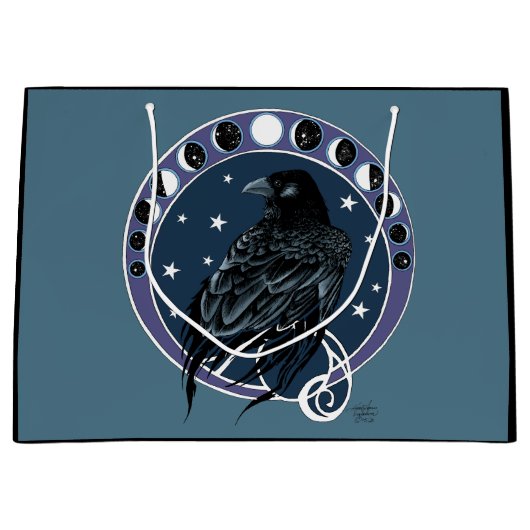 Raven Moon Phases sterren blauw Groot Cadeauzakje (Voorkant)
