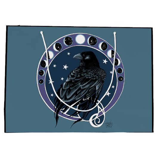 Raven Moon Phases sterren blauw Groot Cadeauzakje (Achterkant)